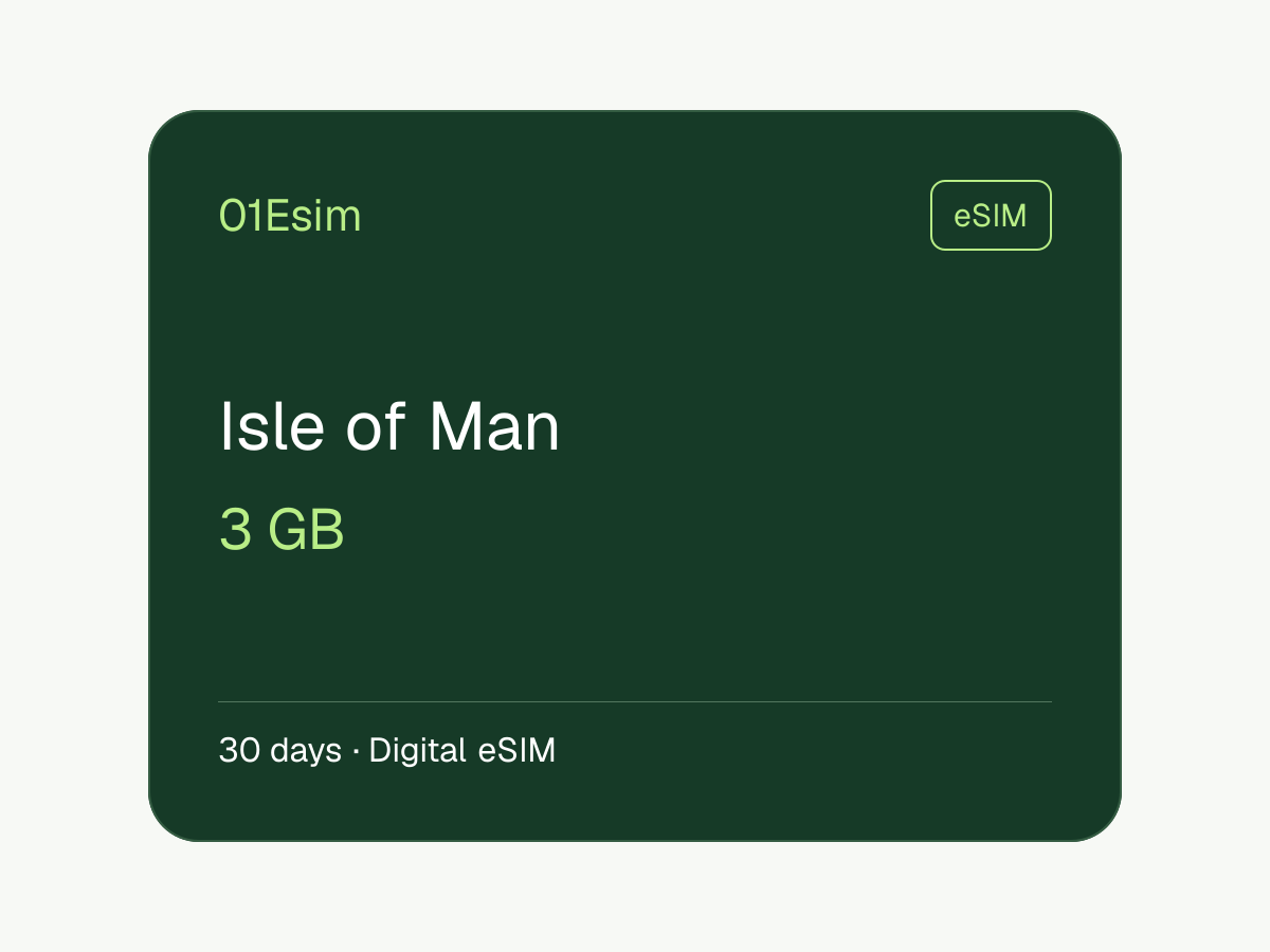 eSIM : Île de Man · 3 Go · 30 jours