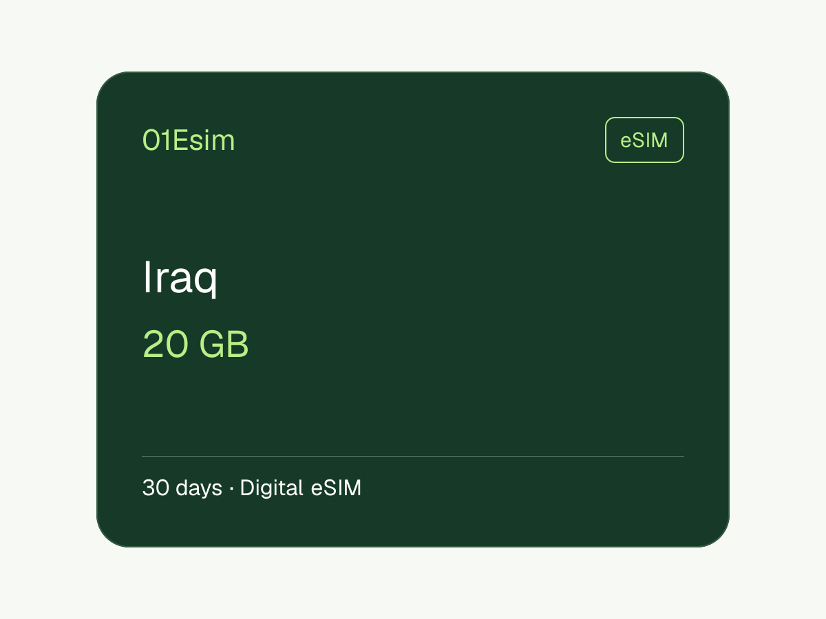 eSIM — Ирак · 20 ГБ · 30 дней