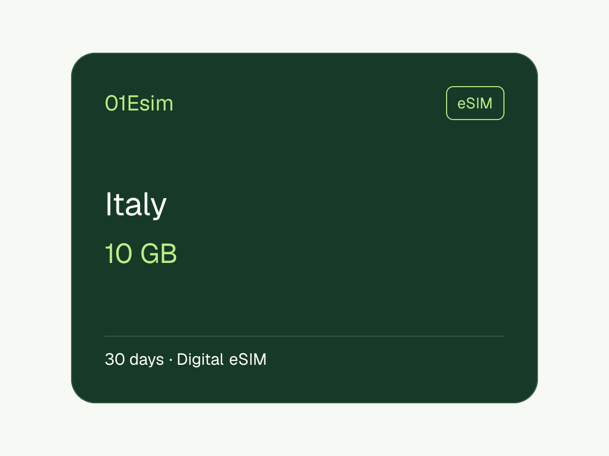 意大利 eSIM · 10 GB · 30 天