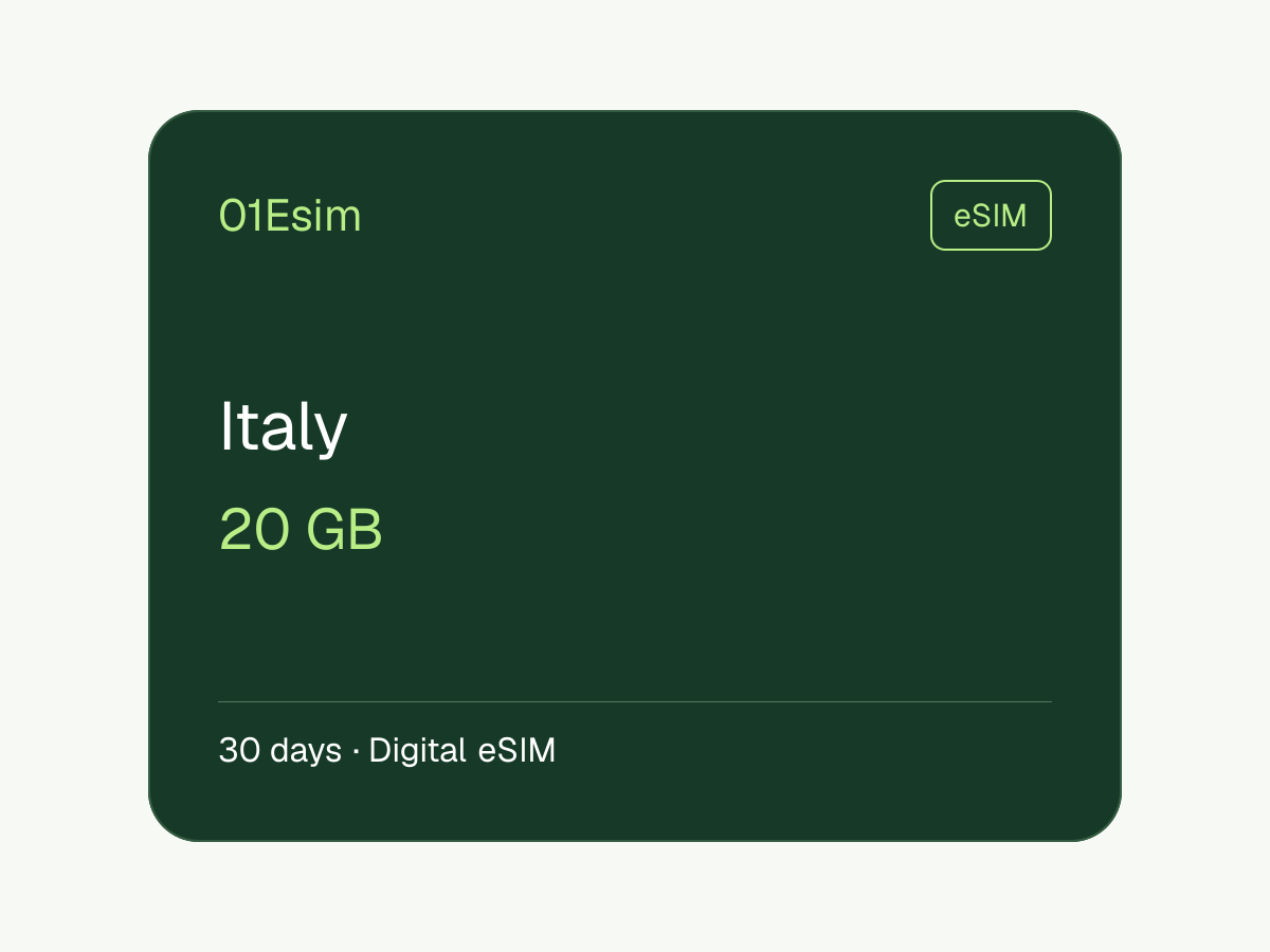 意大利 eSIM · 20 GB · 30 天