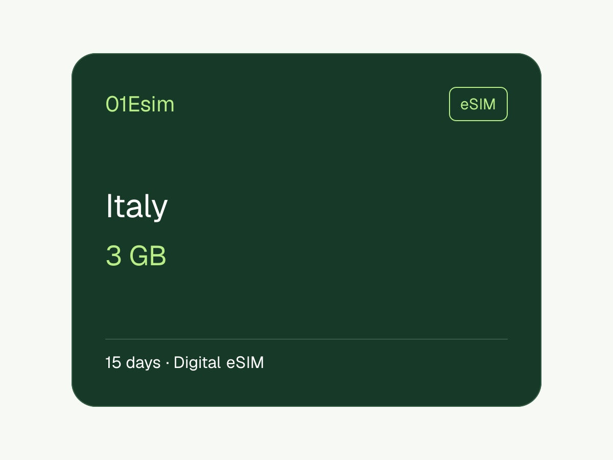意大利 eSIM · 3 GB · 15 天