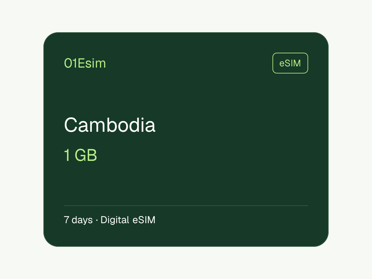 eSIM : Cambodge · 1 Go · 7 jours