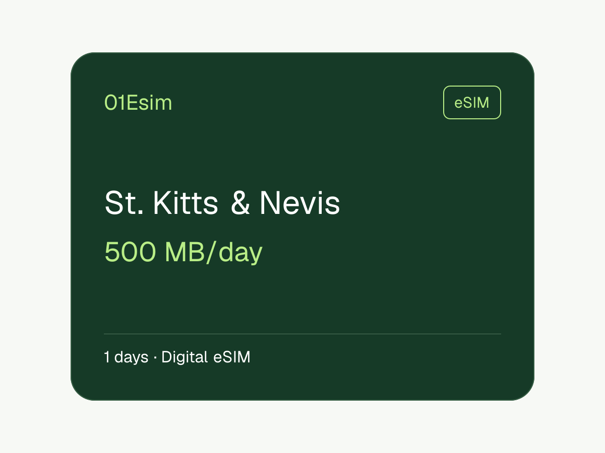 eSIM: San Cristóbal y Nieves · 500 MB/día · 1 día