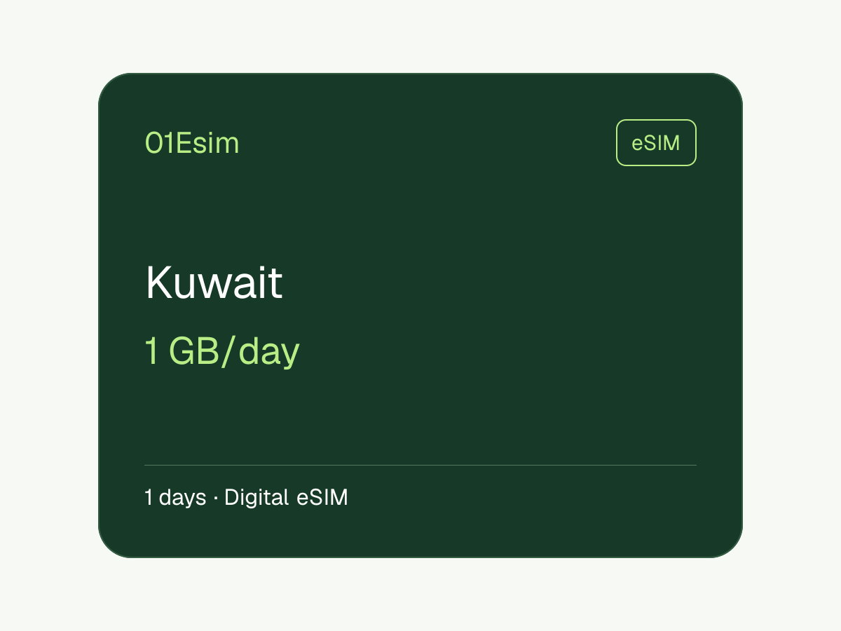 Kuwait eSIM — 1 GB/day, 1 days