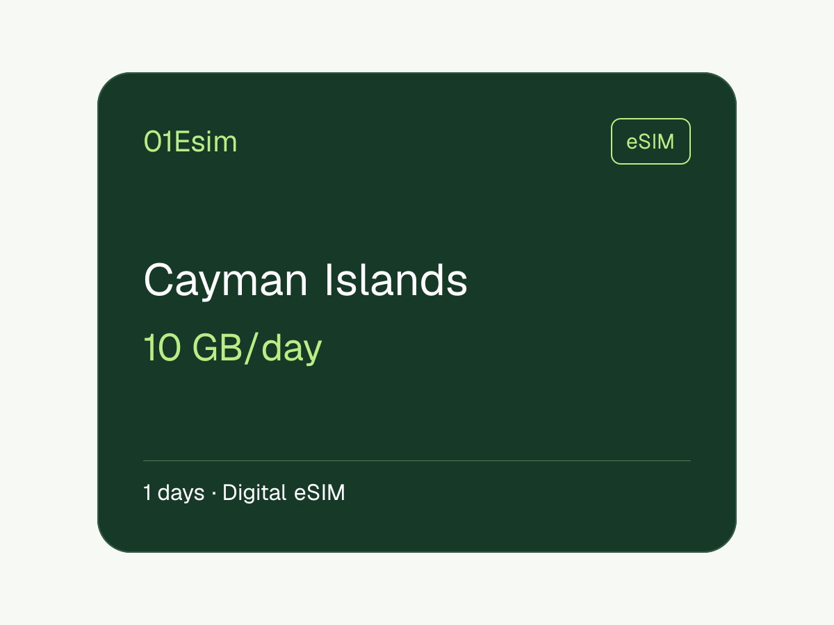 eSIM: Islas Caimán · 10 GB/día · 1 día