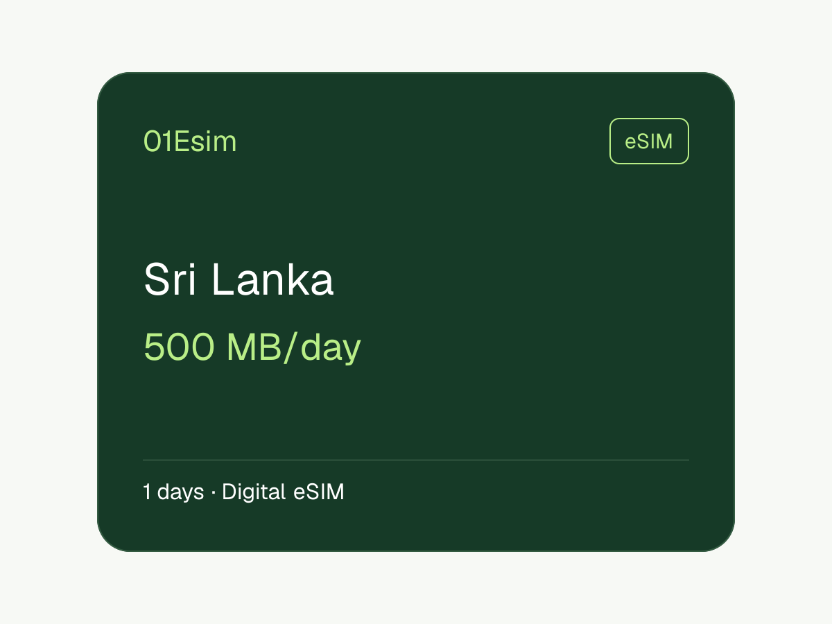 eSIM: Sri Lanka · 500 MB/Tag · 1 Tag