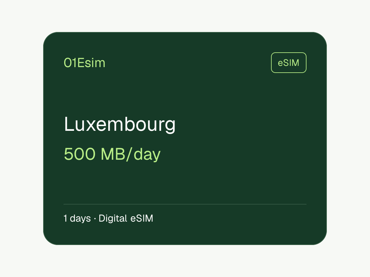 eSIM — Люксембург · 500 МБ/день · 1 день