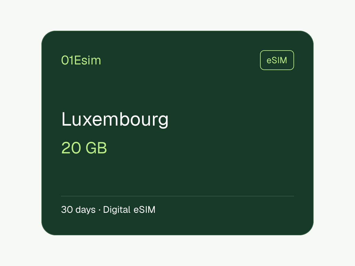 eSIM — Люксембург · 20 ГБ · 30 дней