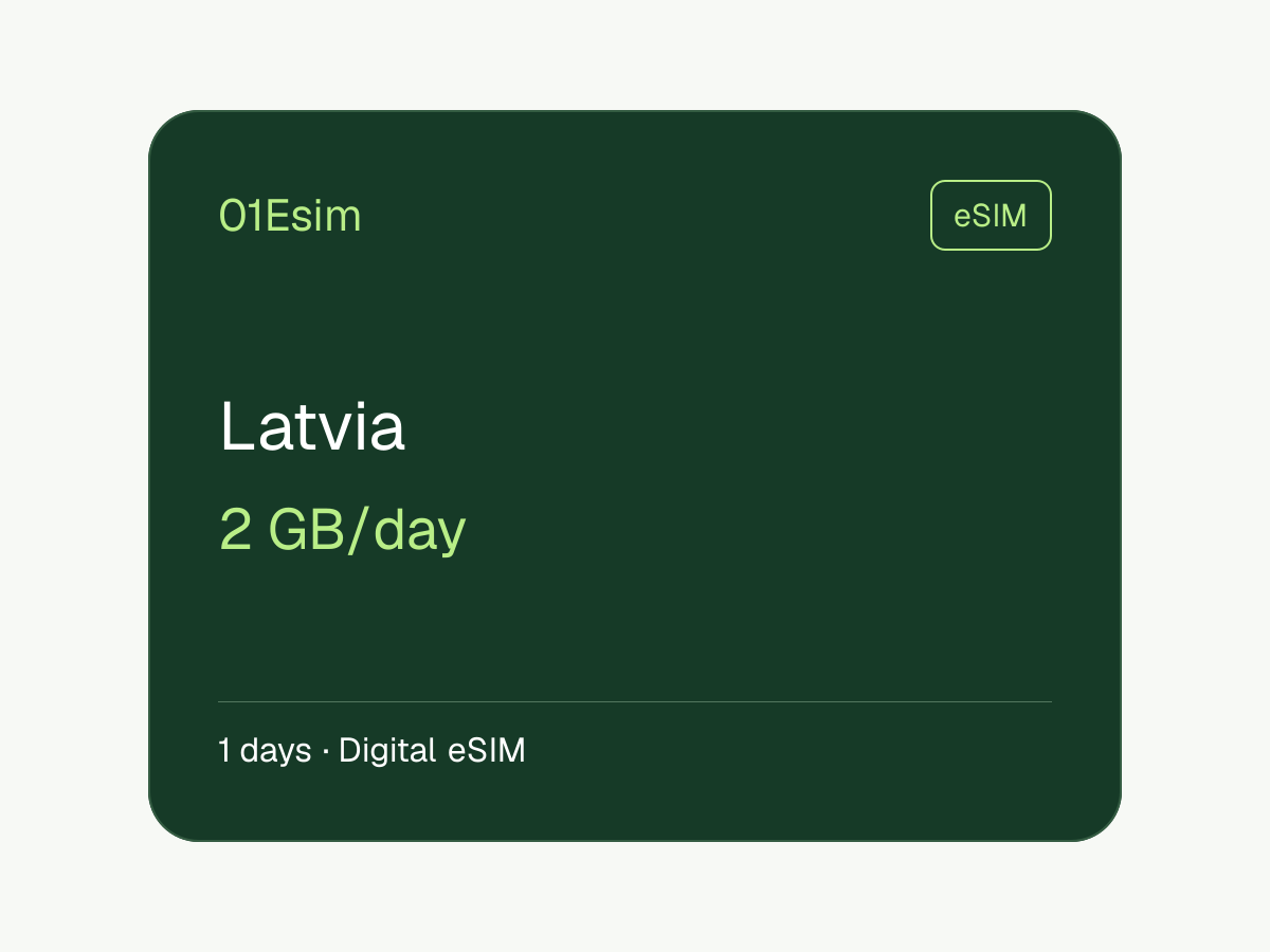 eSIM: Letonia · 2 GB/día · 1 día
