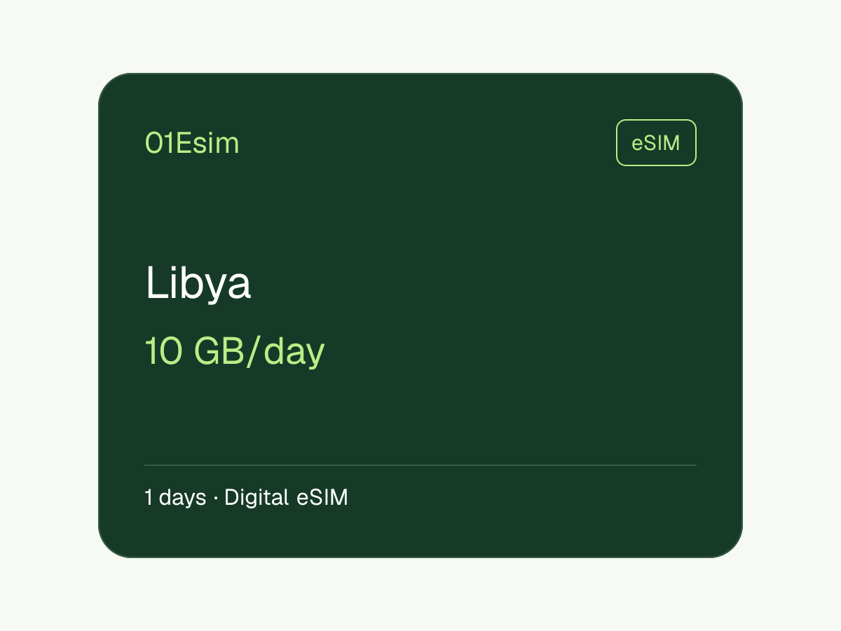 eSIM: Libia · 10 GB/día · 1 día