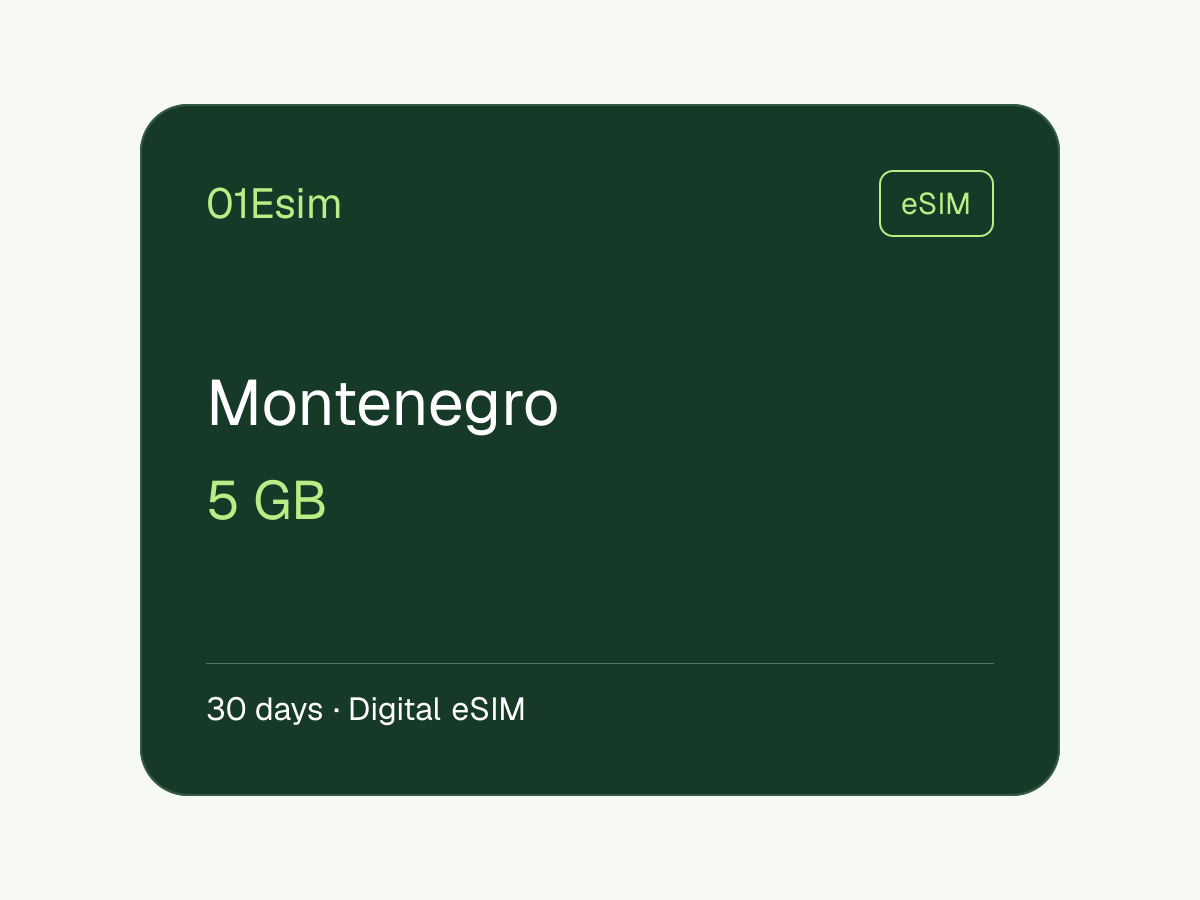 eSIM: Montenegro · 5 GB · 30 días