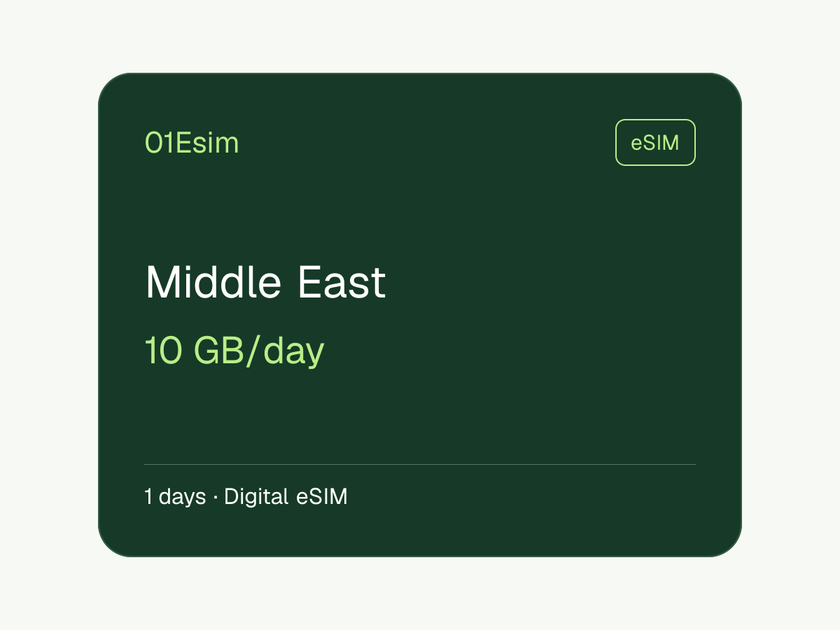 eSIM: Oriente Medio · 10 GB/día · 1 día