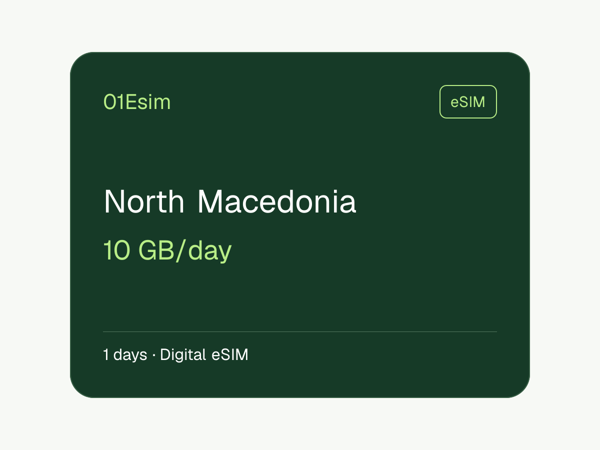 eSIM — Северная Македония · 10 ГБ/день · 1 день