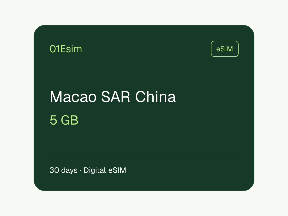 eSIM: Sonderverwaltungsregion Macau · 5 GB · 30 Tage