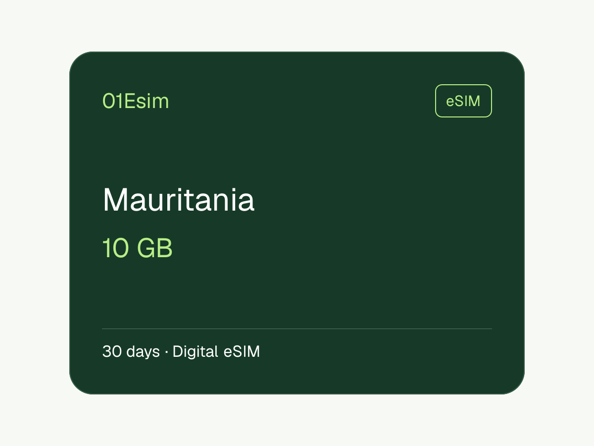 eSIM: Mauritania · 10 GB · 30 días