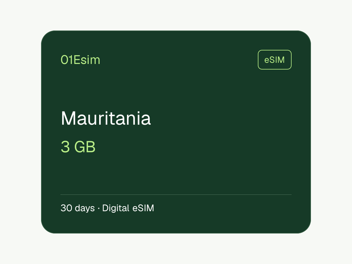 eSIM: Mauritania · 3 GB · 30 días