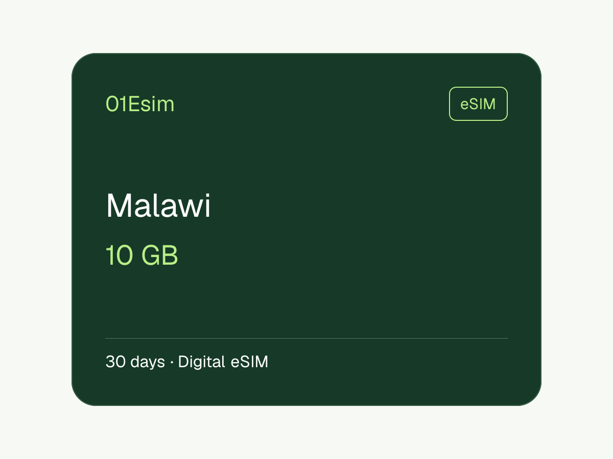 eSIM : Malawi · 10 Go · 30 jours