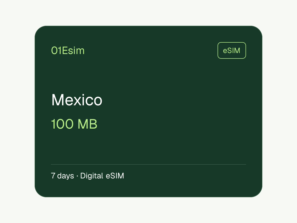 eSIM : Mexique · 100 Mo · 7 jours