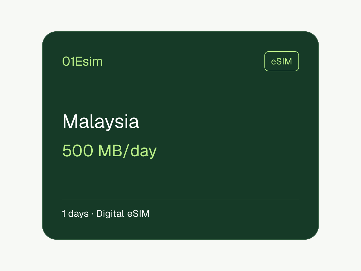 eSIM: Malasia · 500 MB/día · 1 día
