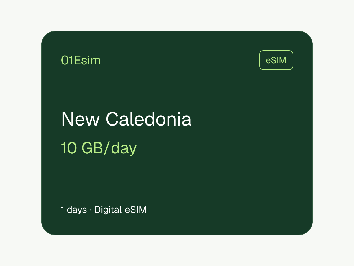 eSIM — Новая Каледония · 10 ГБ/день · 1 день