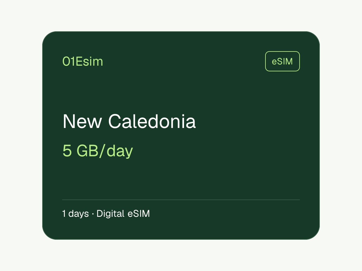 eSIM : Nouvelle-Calédonie · 5 Go/jour · 1 jour