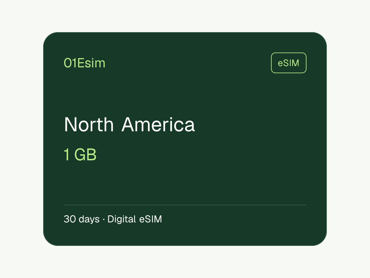 eSIM: Norteamérica · 1 GB · 30 días
