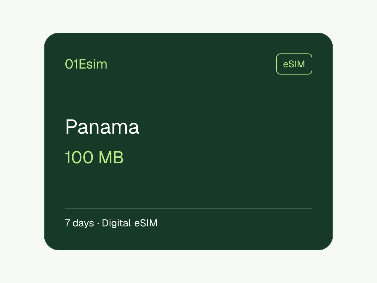 eSIM : Panama · 100 Mo · 7 jours