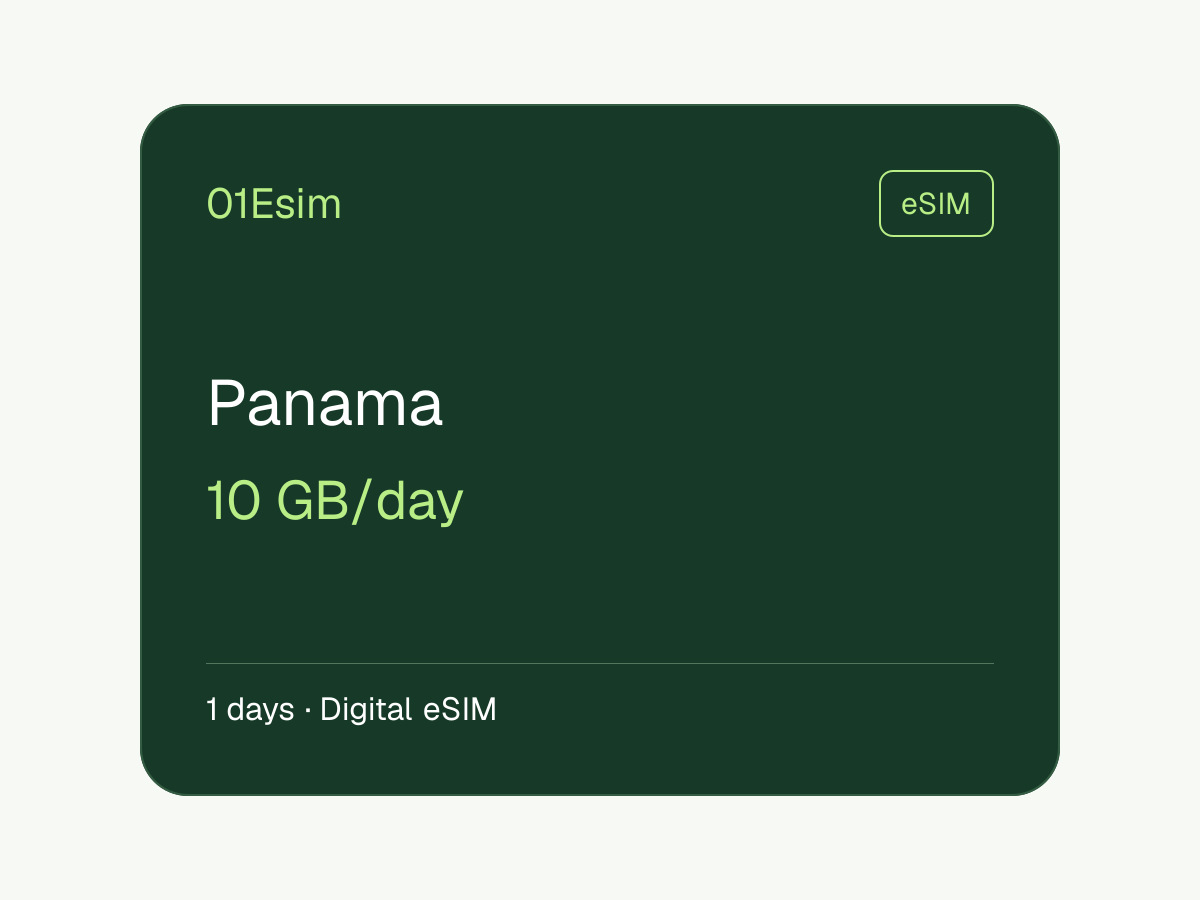 eSIM : Panama · 10 Go/jour · 1 jour