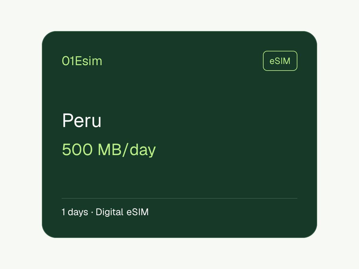 Peru eSIM — 500 MB/day, 1 days