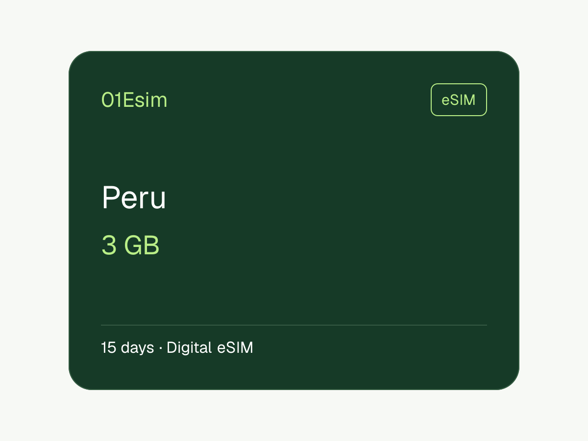 eSIM: Perú · 3 GB · 15 días