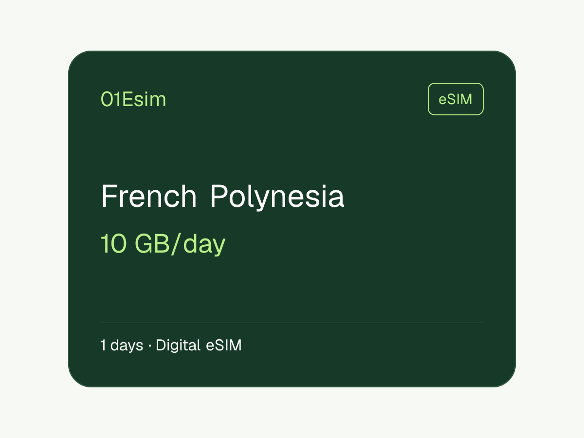 eSIM: Polinesia Francesa · 10 GB/día · 1 día