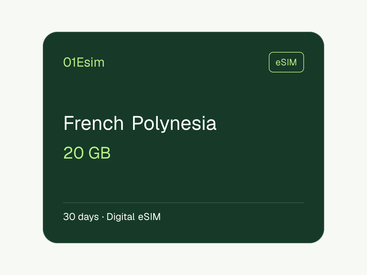 eSIM: Polinesia Francesa · 20 GB · 30 días