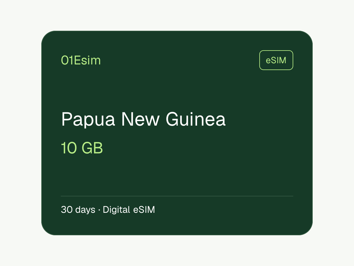eSIM: Papua-Neuguinea · 10 GB · 30 Tage