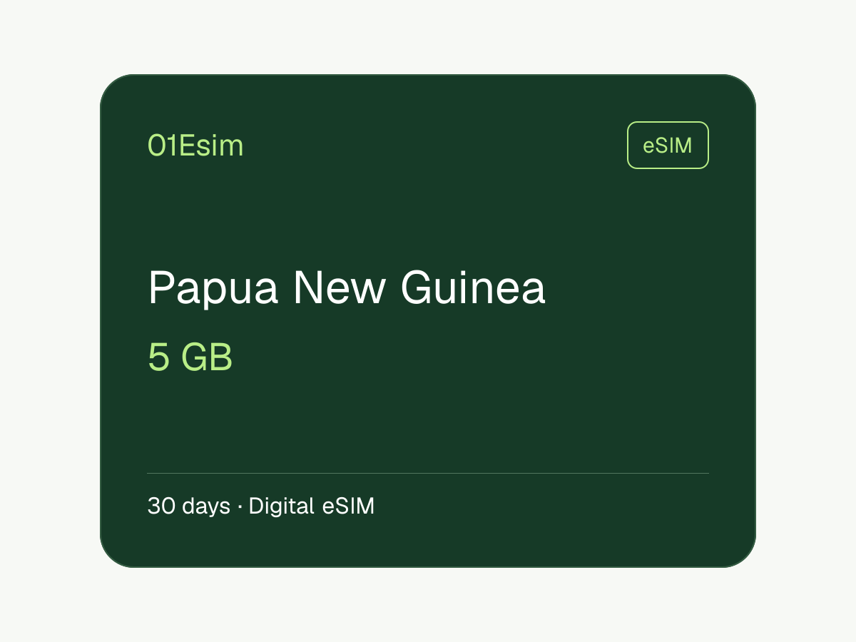 eSIM: Papúa Nueva Guinea · 5 GB · 30 días