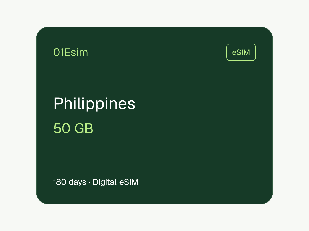 eSIM : Philippines · 50 Go · 180 jours