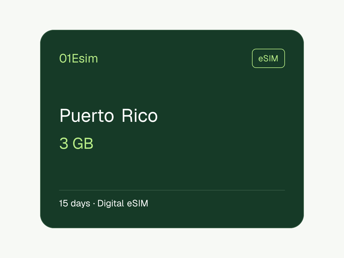 eSIM : Porto Rico · 3 Go · 15 jours