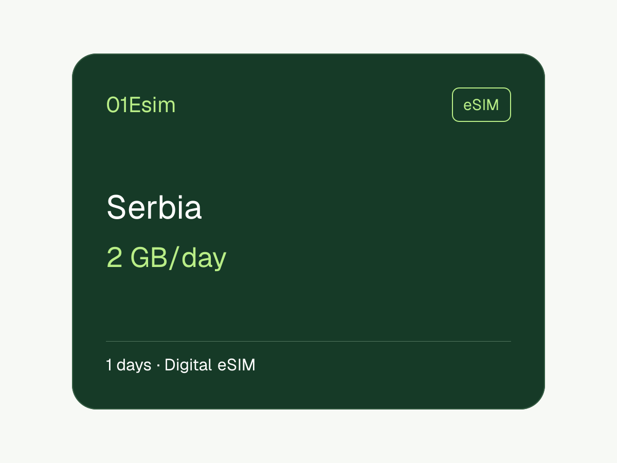 eSIM: Serbia · 2 GB/día · 1 día