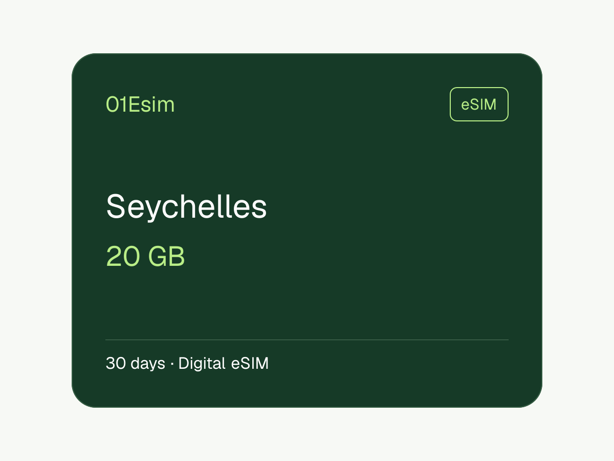 eSIM — Сейшельские о-ва · 20 ГБ · 30 дней