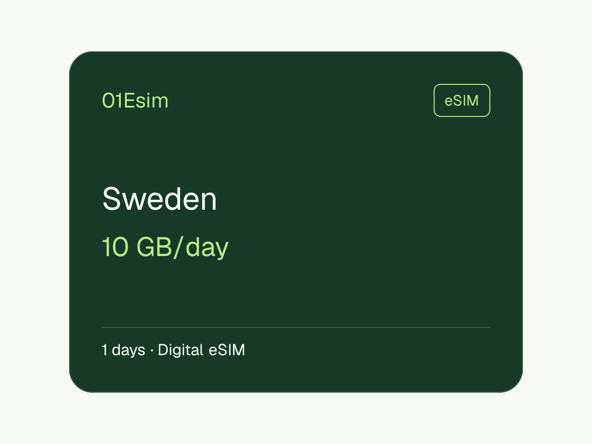 eSIM: Suecia · 10 GB/día · 1 día