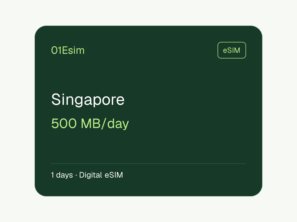eSIM: Singapur · 500 MB/día · 1 día