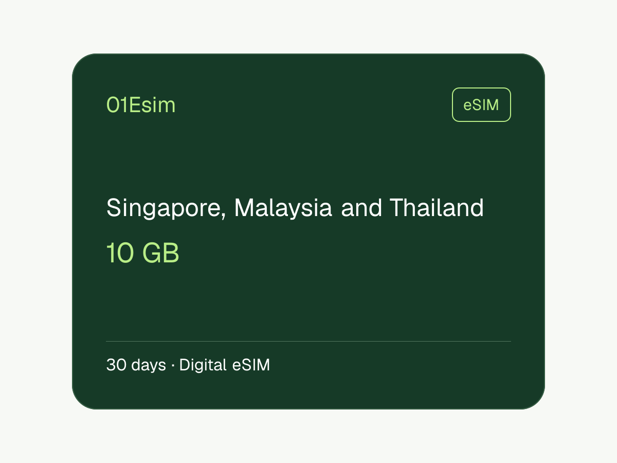 eSIM : Singapore, Malaysia and Thailand · 10 Go · 30 jours
