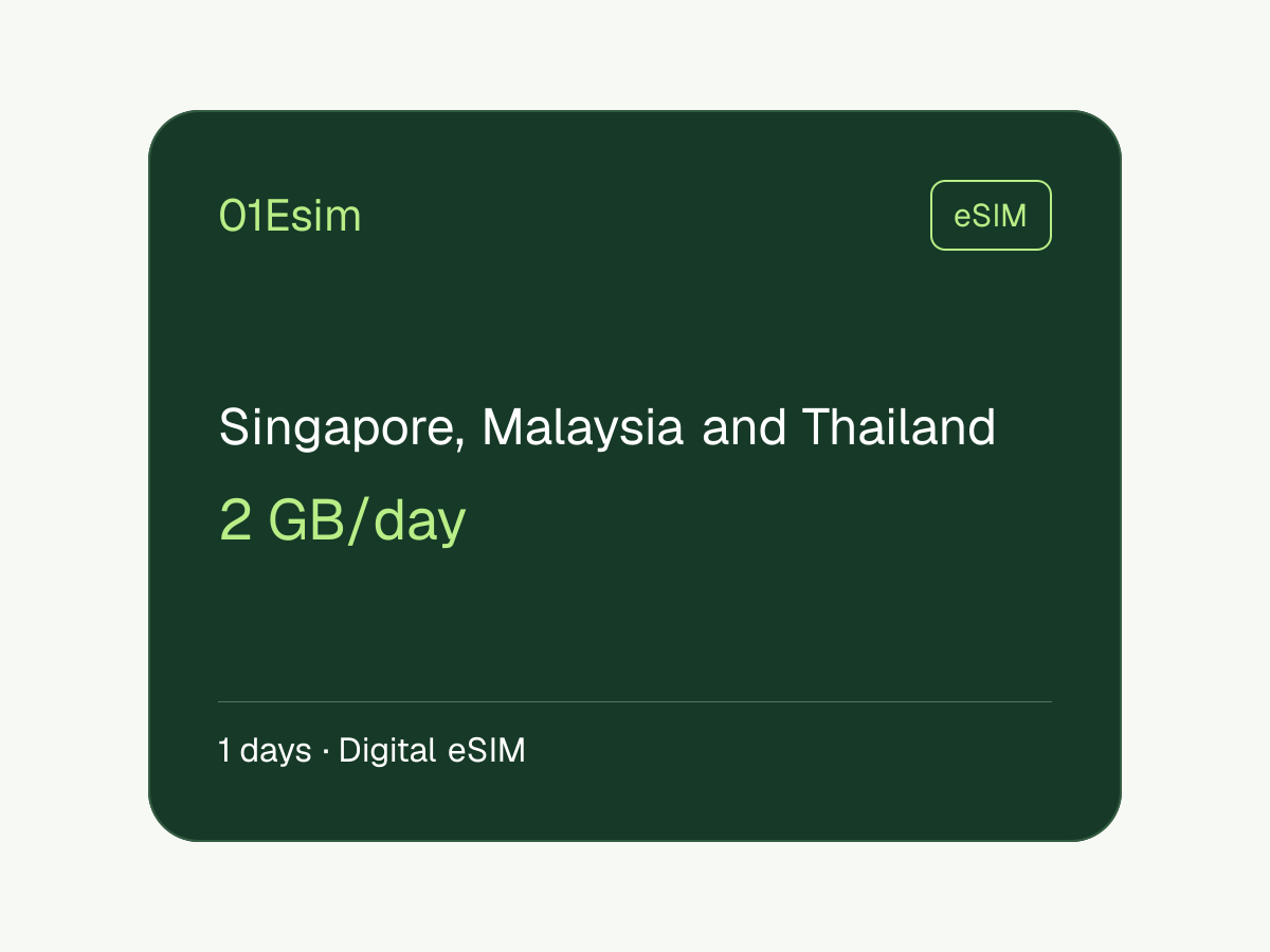 eSIM: Singapore, Malaysia and Thailand · 2 GB/Tag · 1 Tag