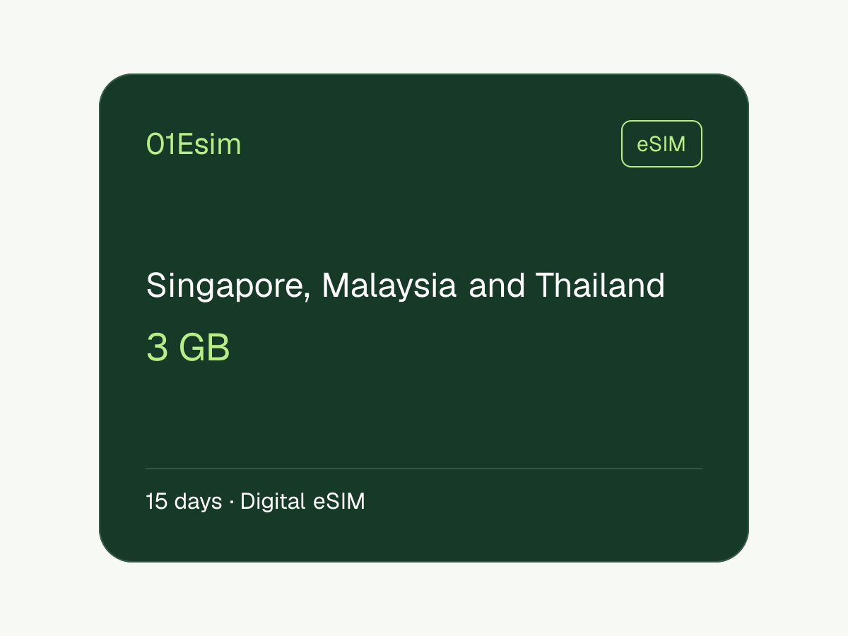 eSIM — Singapore, Malaysia and Thailand · 3 ГБ · 15 дней