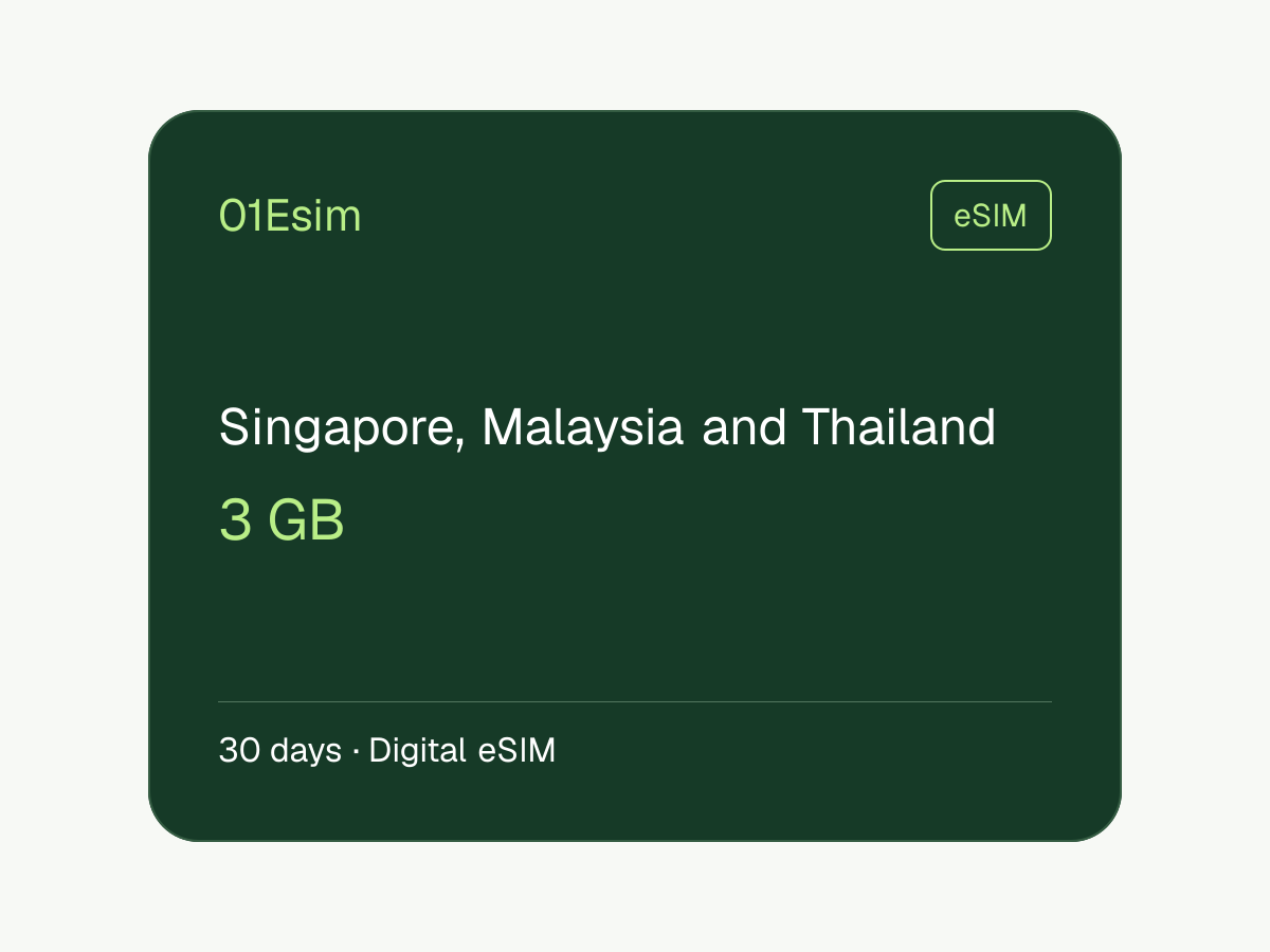 eSIM : Singapore, Malaysia and Thailand · 3 Go · 30 jours