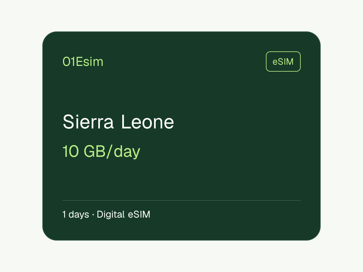 eSIM : Sierra Leone · 10 Go/jour · 1 jour