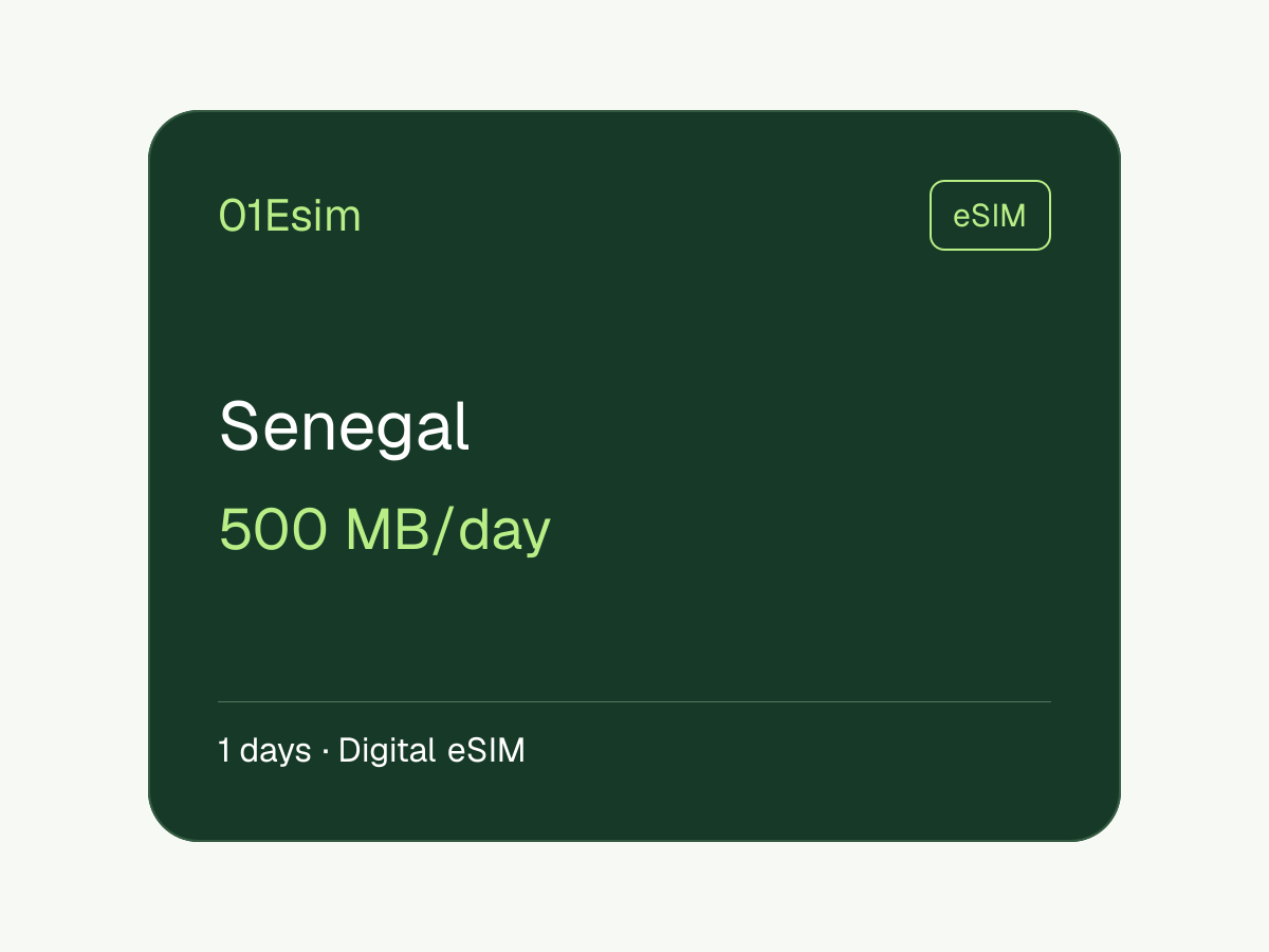 eSIM: Senegal · 500 MB/día · 1 día