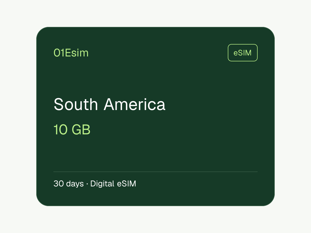 南美洲 eSIM · 10 GB · 30 天