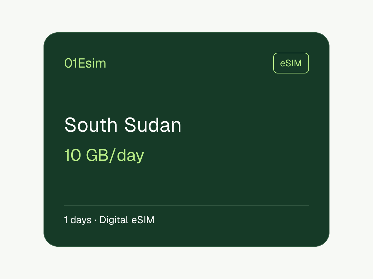 eSIM: Sudán del Sur · 10 GB/día · 1 día