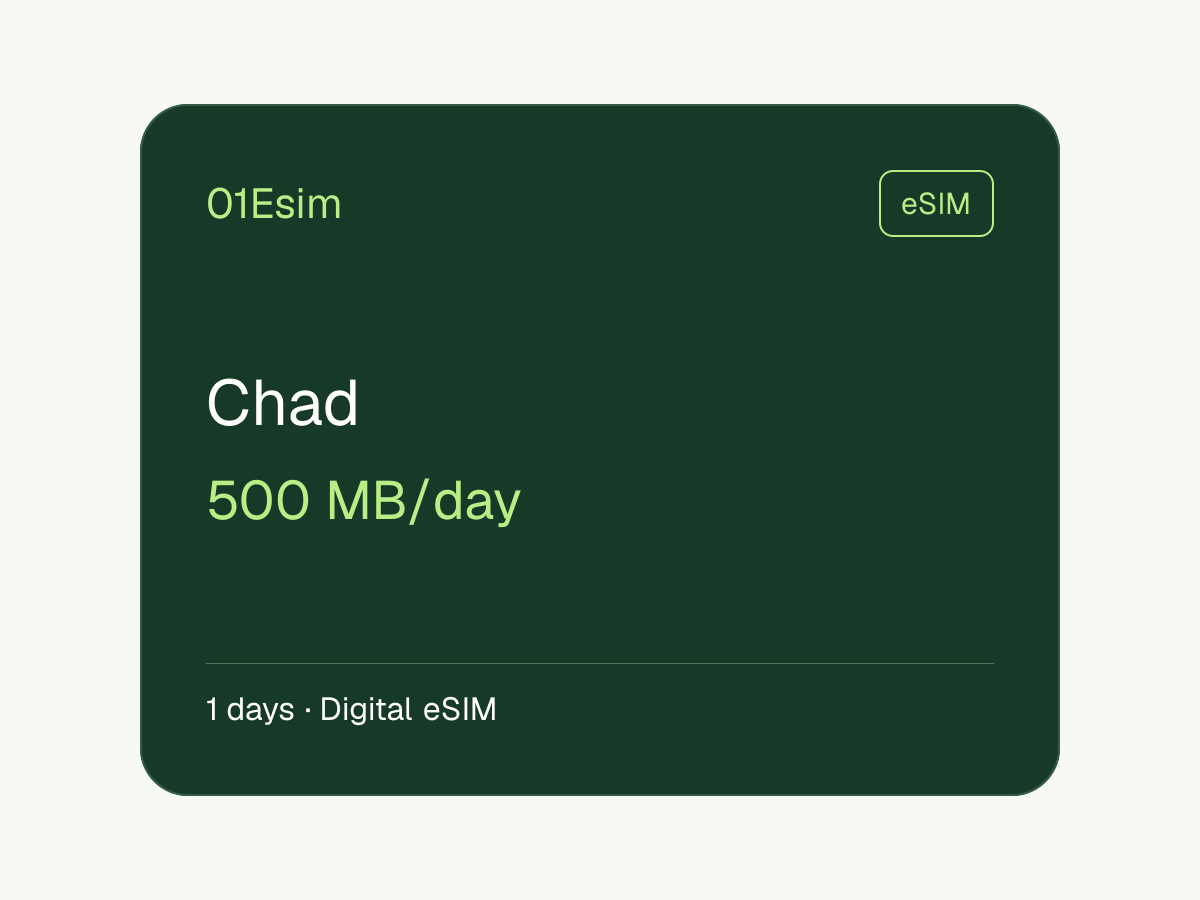 乍得 eSIM · 500 MB/天 · 1 天