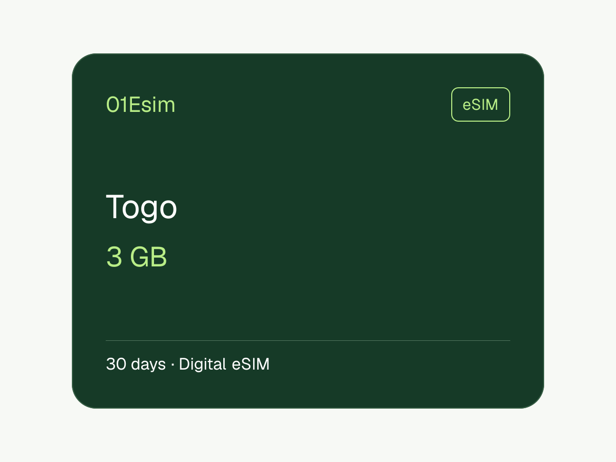 eSIM: Togo · 3 GB · 30 días